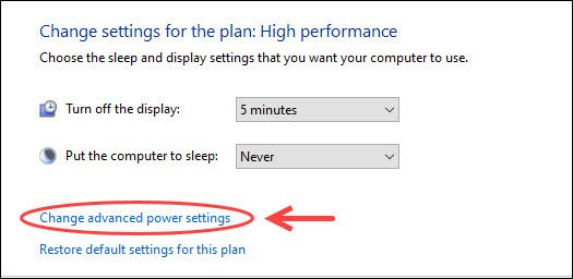 change advanced power settings